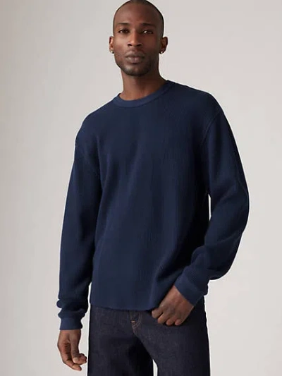 Levi's Long Sleeve Relaxed Thermal T-shirt In Navy Blazer