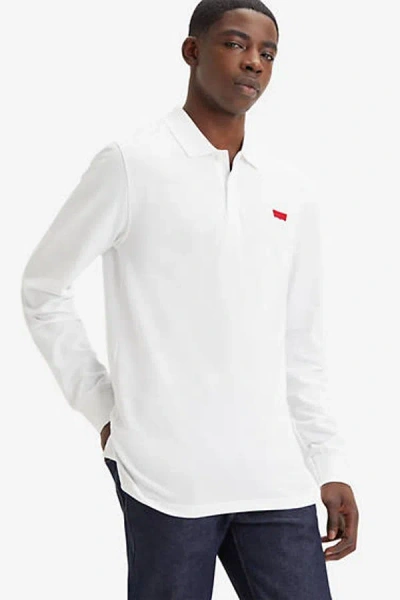 Levi's Long Sleeve Slim Housemark Polo In White