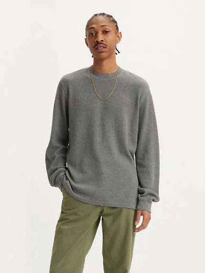 Levi's Long Sleeve Standard Fit Thermal Shirt In Chisel Grey Heather