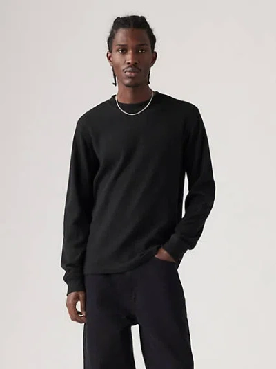 Levi's Long Sleeve Standard Fit Thermal Shirt In Mineral Black