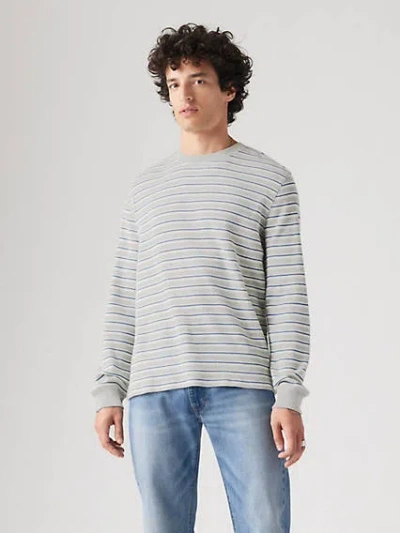 Levi's Long Sleeve Standard Fit Thermal Shirt In Mountain High Stripe Light Mist Heather