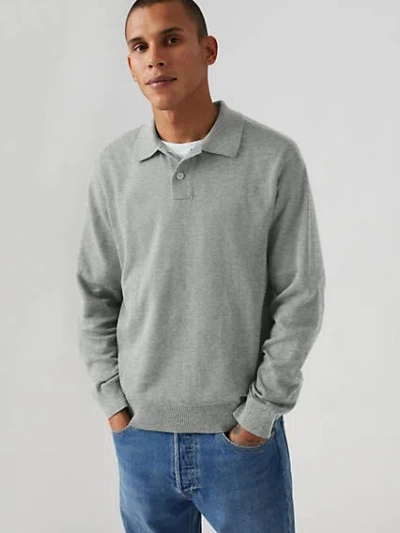 Levi's Long Sleeve Sweater Polo In Mid Tone Grey Heather