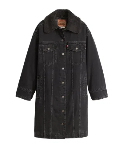 Levi's Long-sleeved Denim Coat In Black