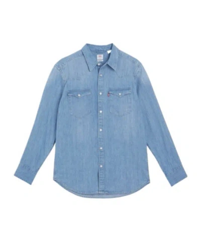 Levi's Long-sleeved Pointed Collar Shirt In Blue