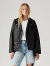 Levi's Longline Faux Leather Moto Jacket In Black