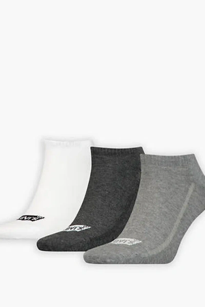 Levi's Low Cut Batwing Logo Recycled Cotton Socks 3 Pack In Grey