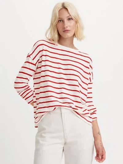 Levi's Margot Long Sleeve T-shirt In Saint Stripe Scarlet