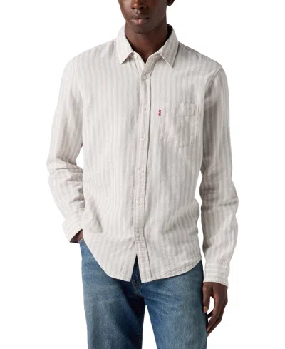Levi's Men's Classic 1 Pocket Regular-fit Long Sleeve Shirt In Stripe Grey