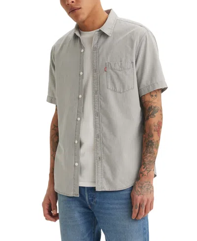 Levi's Men's Classic 1 Pocket Short Sleeve Regular Fit Shirt In Burney Lt
