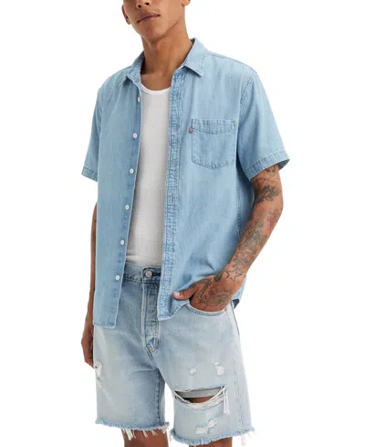 Levi's Men's Classic 1 Pocket Short Sleeve Regular Fit Shirt In Quintara Stonewash