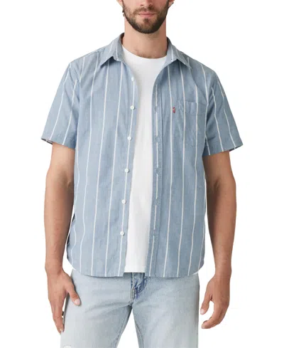 Levi's Men's Classic 1 Pocket Short Sleeve Regular Fit Shirt In Stripe Hampton Bay