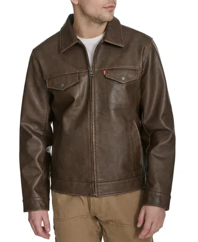 Levi's Men's Classic-fit Faux-leather Jacket In Saddle