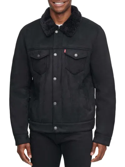 Levi's Men's Classic Fit Faux Shearling Lined Bomber Jacket In Black