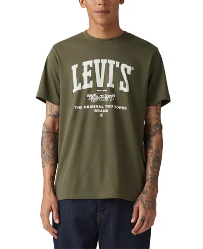 Levi's Men's Classic Short Sleeve Logo Graphic Crewneck T-shirt In Collegiate Olive