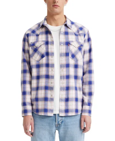 Levi's Men's Classic Standard Fit Western Shirt In Hugo Plaid Sodalite Blue