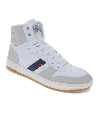 Levi's Men's Drive High-top Lace Up Sneakers In White,natural,vintage Indigo