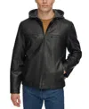 Levi's Men's Faux-leather Hooded Zip Jacket In Black