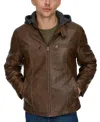 Levi's Men's Faux-leather Hooded Zip Jacket In Saddle