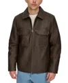 Levi's Men's Faux-leather Zip Utility Shirt Jacket In Brown