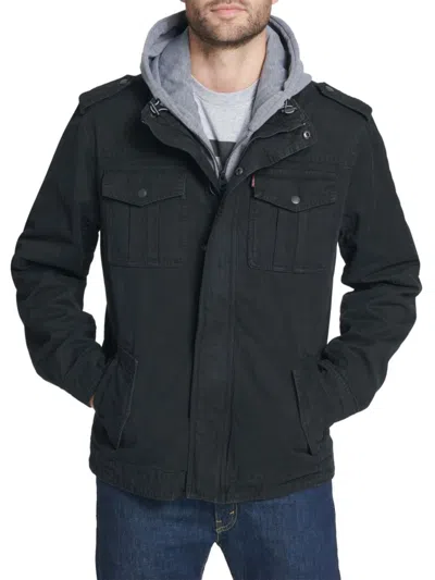 LEVI'S MEN'S FAUX SHEARLING LINED BIB UTILITY JACKET
