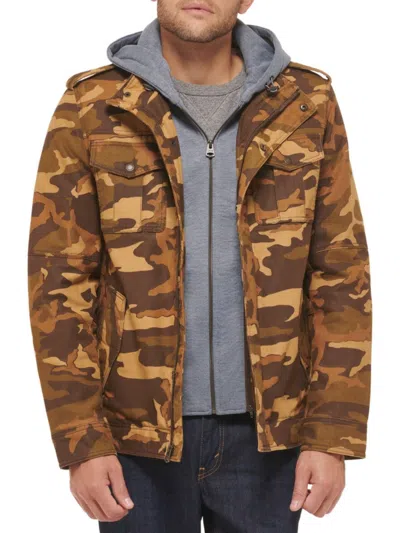 Levi's Men's Faux Shearling Lined Bib Utility Jacket In Brown Coral