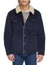 Levi's Men's Faux Shearling Lined Corduroy Trucker Jacket In Navy