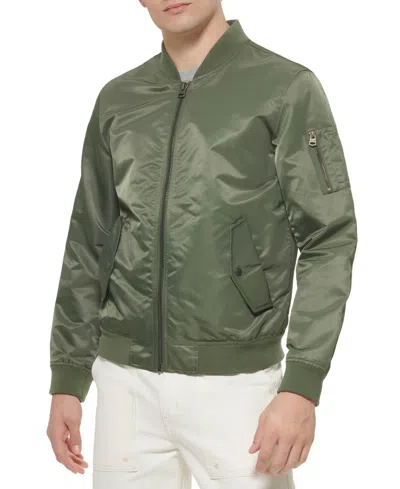 Levi's Men's Flight Full-zip Satin Bomber Jacket In Thyme