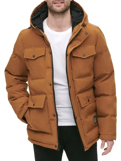 Levi's Men's Four Pocket Hooded Parka In Brown