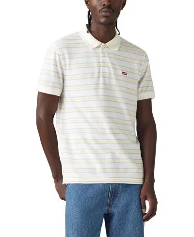 Levi's Men's Housemark Regular Fit Short Sleeve Polo Shirt In Egret Stripe