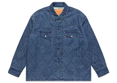 Pre-owned Levi's Men's Levis X Clot Padded Western Shirt In Indigo Blue