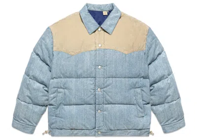 Pre-owned Levi's Men's Levis X Clot Reversible Denim Puffer Jacket In Indigo Blue