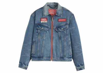Pre-owned Levi's Men's Levis X Mclaren Racing Heritage Trucker Jacket In Medium Indigo