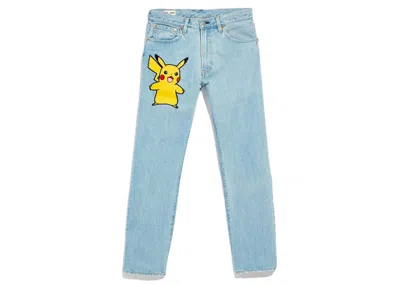Pre-owned Levi's Men's Levis X Pokémon 551z Authentic Straight Jeans In Light Wash In Brown