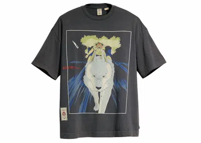Pre-owned Levi's Men's Levis X Princess Mononoke San's Mask T-shirt In Black