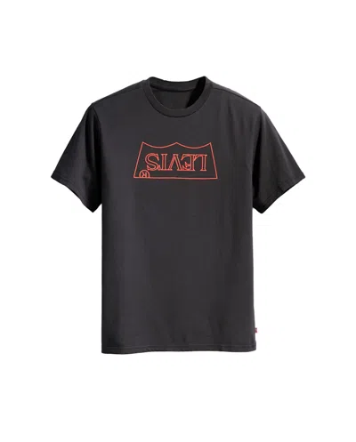 Pre-owned Levi's Men's Levis X Stranger Things Upside Down Logo Tee Shirt In Black