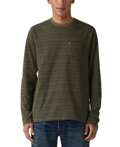 Levi's Men's Long Sleeve Crewneck Pocket T-shirt In Malcolm St