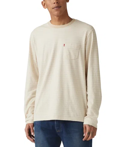 Levi's Men's Long Sleeve Crewneck Pocket T-shirt In Shore Stri