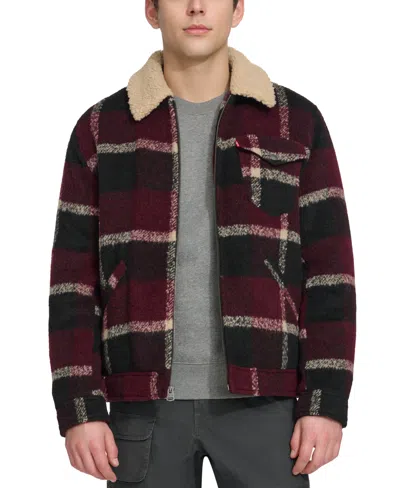 Levi's Men's Plaid Full-zip Depot Jacket With Fleece Collar In Black Putty