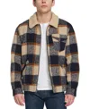 Levi's Men's Plaid Full-zip Depot Jacket With Fleece Collar In Brown Putty