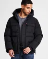 Levi's Men's Quilted Hooded Puffer Jacket In Black