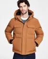 Levi's Men's Quilted Hooded Puffer Jacket In Brown