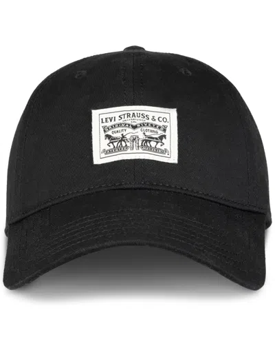 Levi's Men's Relaxed Double Horse Logo Patch Baseball Hat In Black