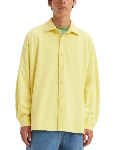Levi's Men's Relaxed-fit Button-up Fleece Skate Sweatshirt In Custard