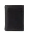 Levi's Men's Rfid Genuine Leather Trifold Wallet With Hidden Zipper Pocket In Black