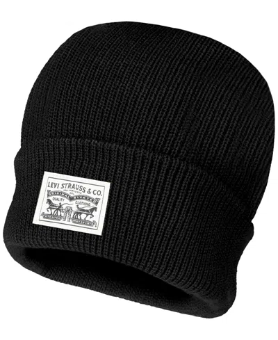 Levi's Men's Ribbed Logo Beanie In Black