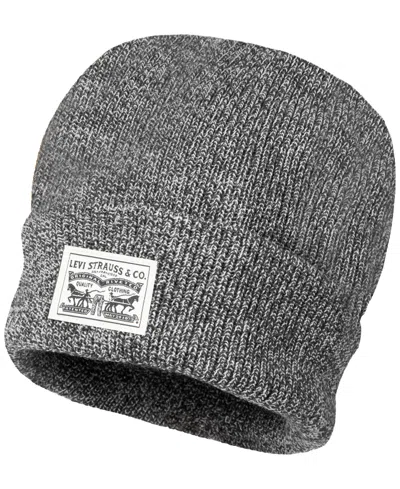 Levi's Men's Ribbed Logo Beanie In Marl Grey