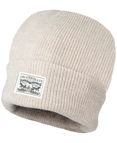 Levi's Men's Ribbed Logo Beanie In Marl Khaki