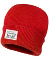 Levi's Men's Ribbed Logo Beanie In Red