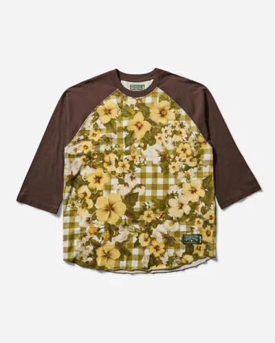 Levi's Men S Denim Tears Baseball T-shirt Floral Gingham Gold In Multicolor