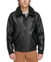 Levi's Men's Sherpa Collar Faux Leather Bomber Jacket In Black